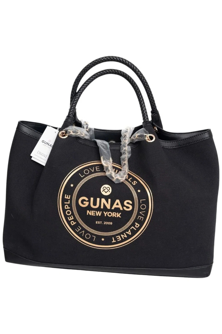 Gunas New York Canvas Double Handle Tote w/ Pouch Black